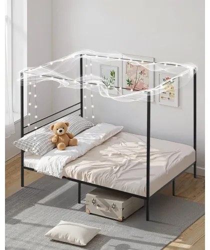 VEVOR Full Size Canopy Bed Frame Metal Canopy Bed with Four Posters Black