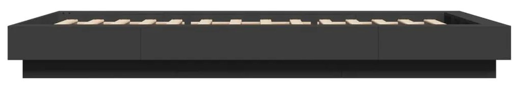 vidaXL Πλαίσιο Κρεβατιού με LED Μαύρο 75x190εκ. από Επεξεργασμένο Ξύλο