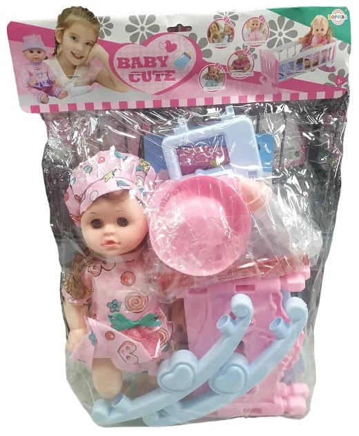 Κούκλα Μωρό με Κρεβατάκι και Αξεσουάρ Φροντίδας