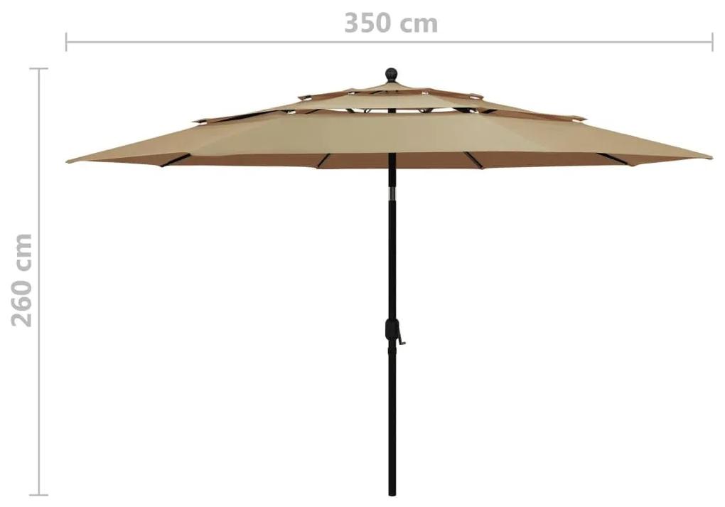 Ομπρέλα 3 Επιπέδων Taupe 3,5 μ. με Ιστό Αλουμινίου - Μπεζ-Γκρι
