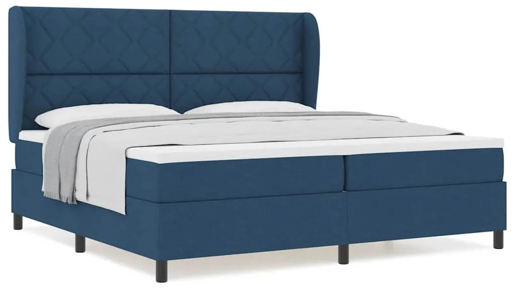 vidaXL Κρεβάτι με ελατήρια με στρώμα Μπλε 200 x 200 cm ύφασμα