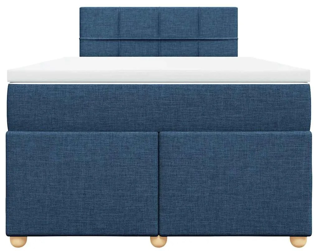 vidaXL Κρεβάτι Boxspring με Στρώμα Μπλε 120x190 εκ. Υφασμάτινο