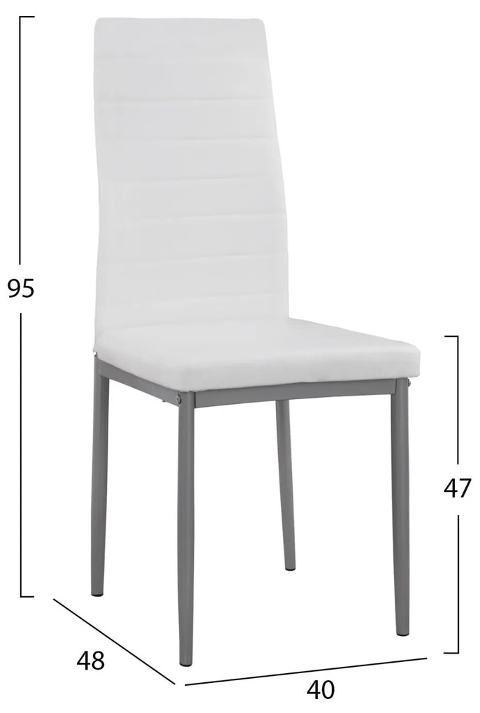 Καρέκλα LADY Μεταλλική με Κάθισμα PU Λευκό 40x48x95εκ. 4αδα 40x48x95 εκ.