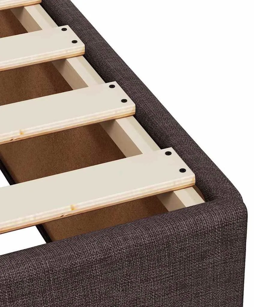 Κρεβάτι Boxspring με Στρώμα Σκούρο Καφέ 200x200 εκ. Υφασμάτινο - Καφέ