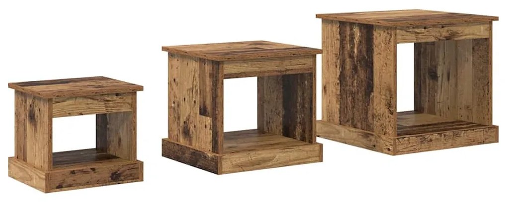 vidaXL Τραπεζάκι σαλονιού 3 pcs Παλιό Ξύλο Επεξεργασμένο ξύλο