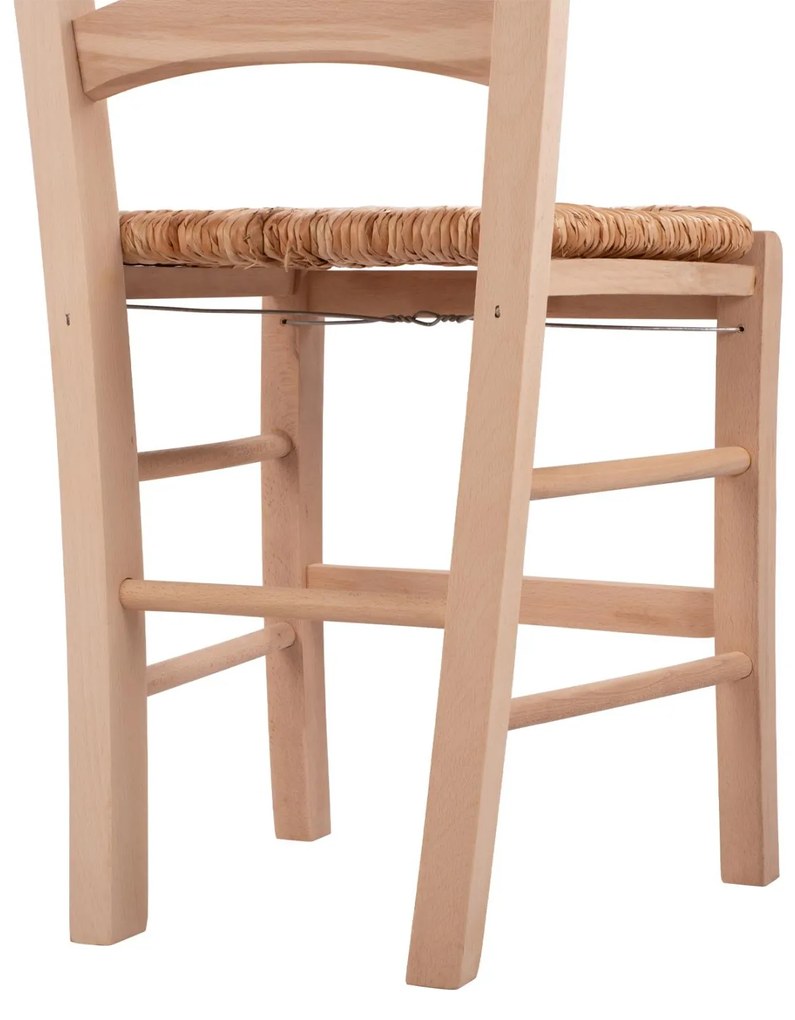 Καρέκλα Άβαφη ΠΑΡΟΣ Μασίφ Ξύλο Οξιάς με Ψάθα 40x43x88 εκ.