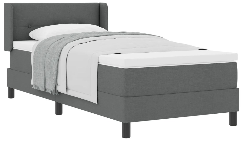vidaXL Κρεβάτι Box Spring με Στρώμα Σκούρο Γκρι 90x200 εκ Ύφασμα