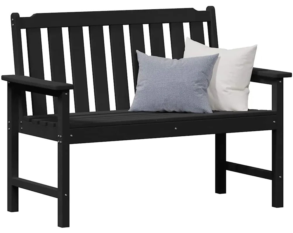 vidaXL Παγκάκι κήπου με μαξιλάρι Μαύρο 120 x 59 x 88 εκ Πλαστικό