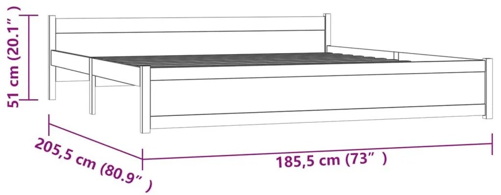 Πλαίσιο Κρεβατιού Λευκό 180 x 200 εκ. Μασίφ Ξύλο Super King - Λευκό