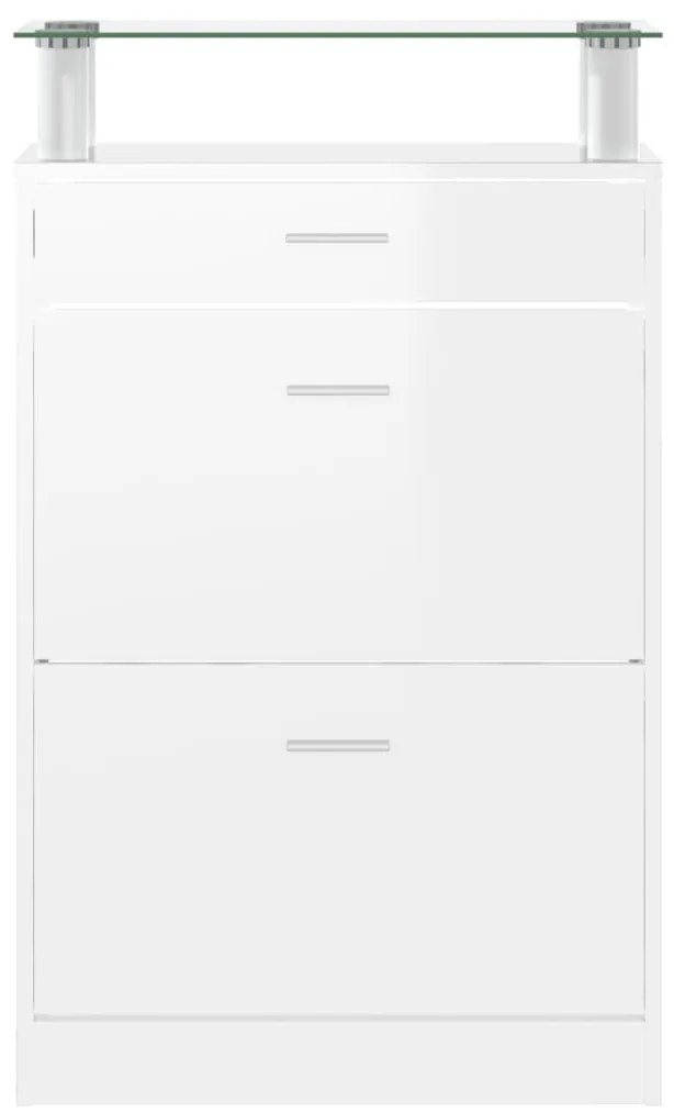 vidaXL Παπουτσοθήκη Γυαλιστερό Λευκό 63x24x104 εκ. Επεξεργασμένο Ξύλο