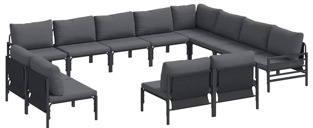 vidaXL Σετ Καναπέ Κήπου 12 pcs Ανθρακί Ατσάλι