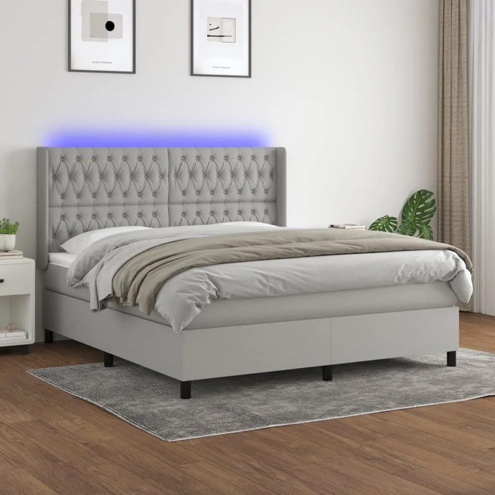 ΚΡΕΒΑΤΙ BOXSPRING ΜΕ ΣΤΡΩΜΑ &amp; LED ΑΝ.ΓΚΡΙ 160X200ΕΚ. ΥΦΑΣΜΑΤΙΝΟ 3138565