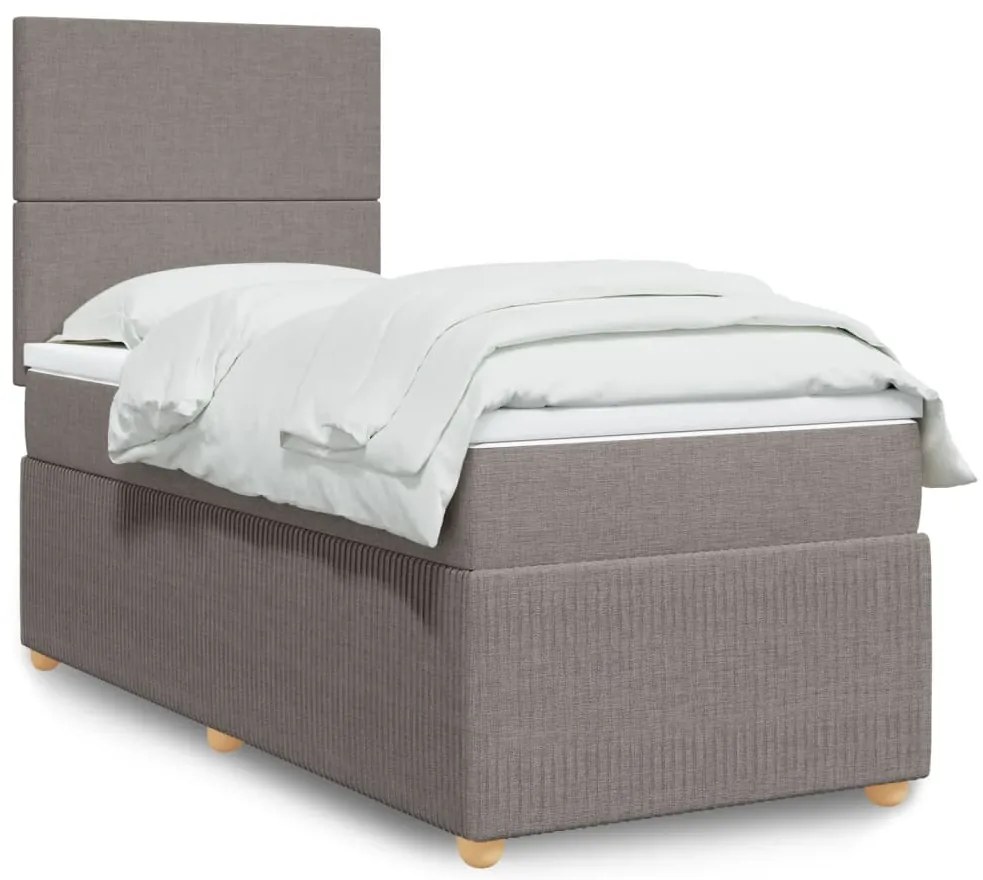 vidaXL Κρεβάτι Boxspring με Στρώμα Taupe 100 x 200 εκ. Υφασμάτινο