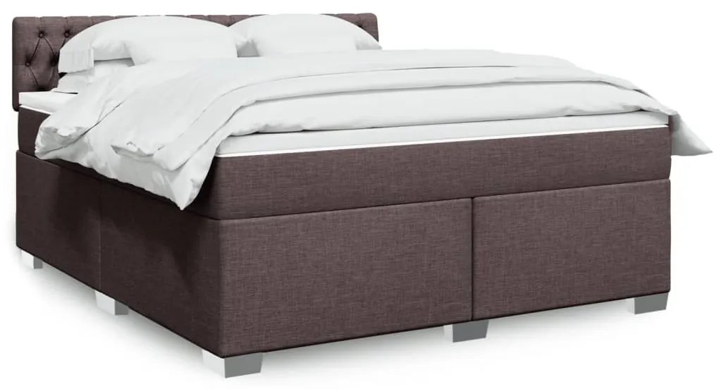 Κρεβάτι Boxspring με Στρώμα Σκούρο Καφέ 180x200 εκ Υφασμάτινο - Καφέ