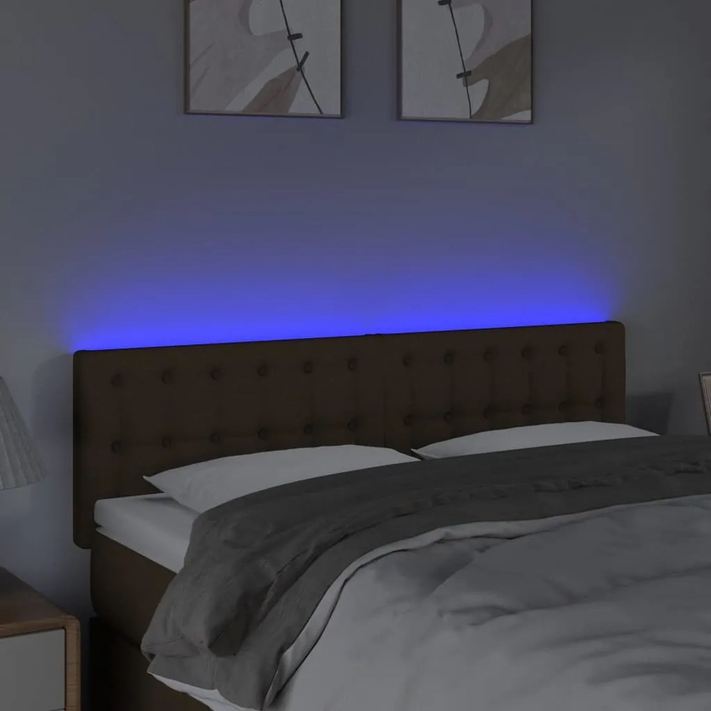 Κεφαλάρι Κρεβατιού LED Σκούρο Καφέ 144x5x78/88 εκ. Υφασμάτινο 3122047