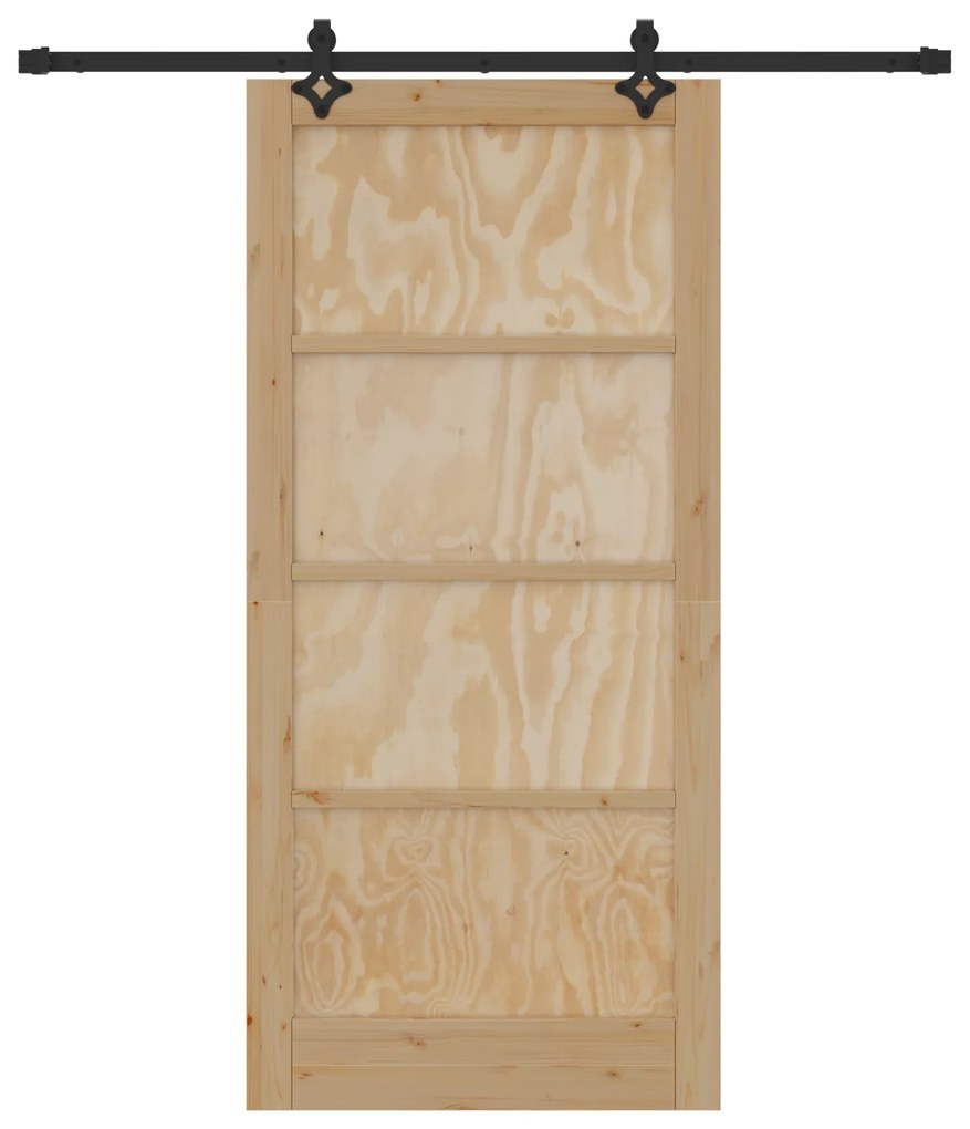 vidaXL Συρόμενη Πόρτα με σετ εξαρτημάτων 93x202 cm Μασίφ ξύλο πεύκου