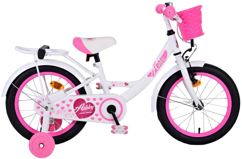 Ashley 16 Inch 23 cm Girls Coaster Brake WhitePinkVolare