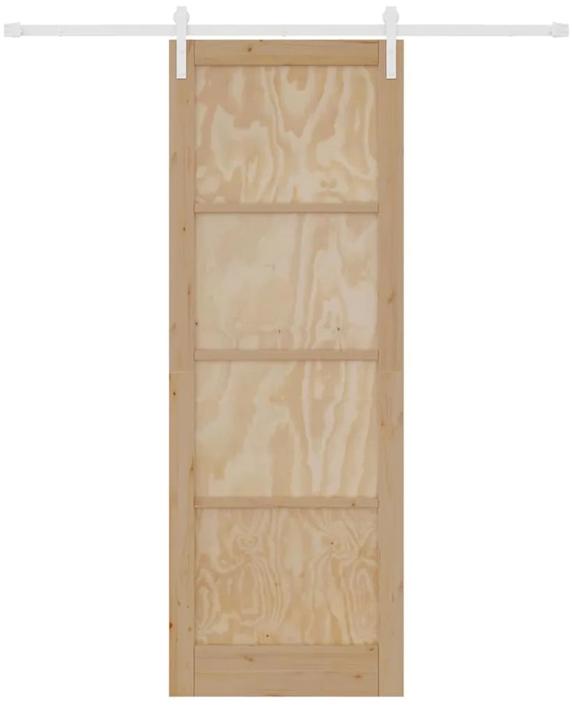 vidaXL Συρόμενη Πόρτα Καφέ 83 x 232 εκ. Στερεά ξυλεία πεύκου