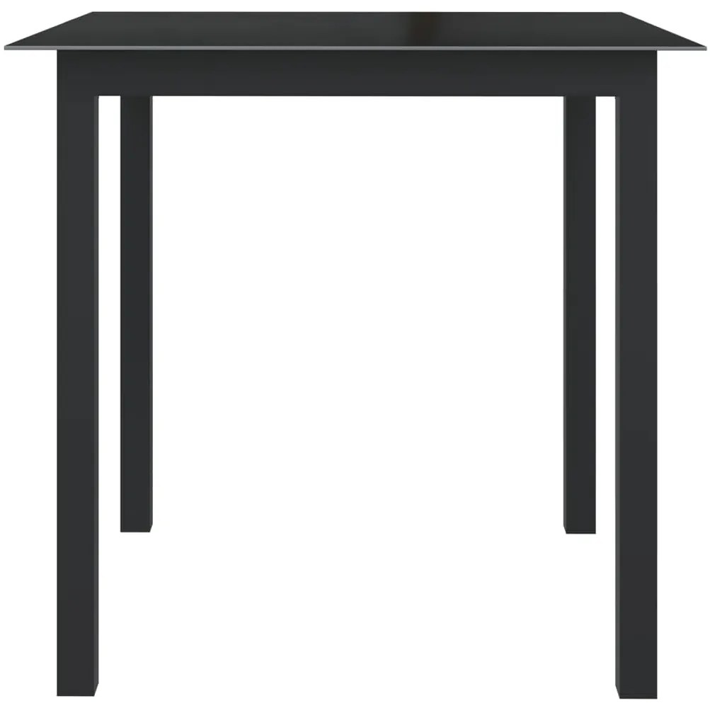 vidaXL Τραπέζι Κήπου Μαύρο 80 x 80 x 74 εκ. από Αλουμίνιο / Γυαλί