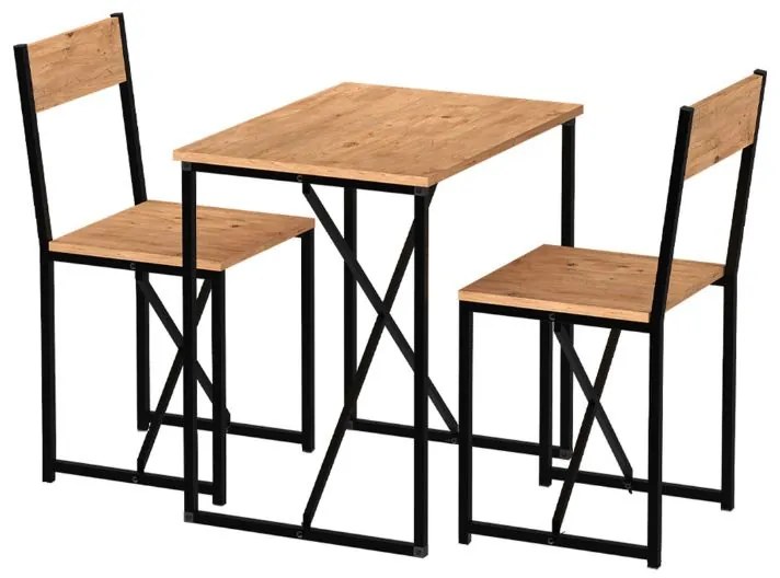 Τραπεζαρία Maysa Megapap Σετ 3 τμχ χρώμα pine oak 72,5x52,5x71,8εκ.