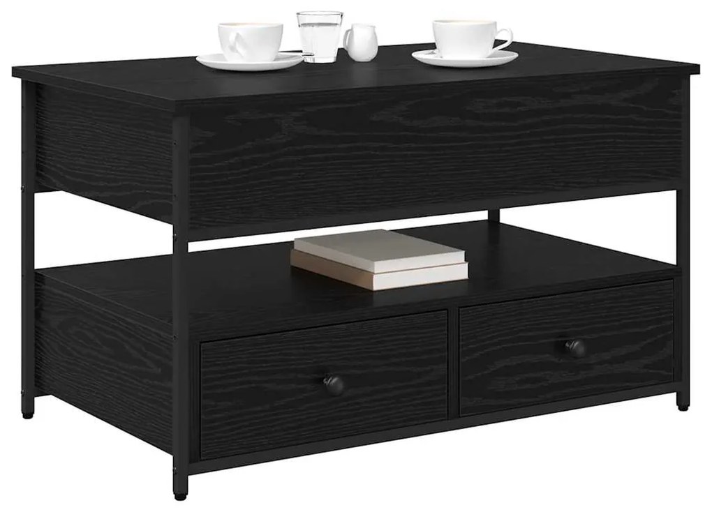vidaXL Τραπεζάκι σαλονιού με συρτάρι Μαύρη Οξυά 85 x 50 x 50 εκ.