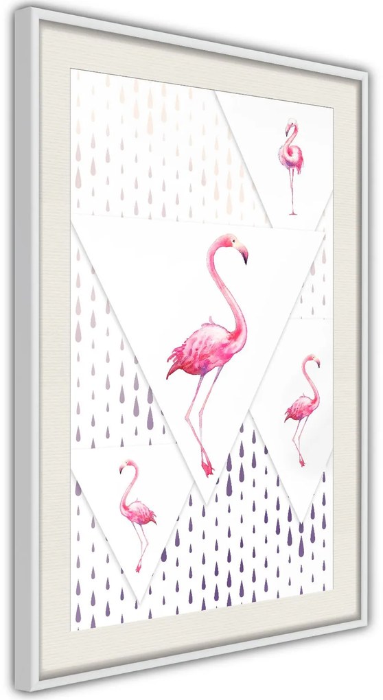 Αφίσα - Flamingos and Triangles - 20x30 - Χρυσό - Με πασπαρτού