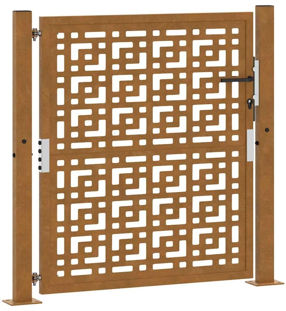 Πύλη κήπου 105x105 cm Σταυρός σχεδιασμού από διαβρωμένο χάλυβα - Καφέ