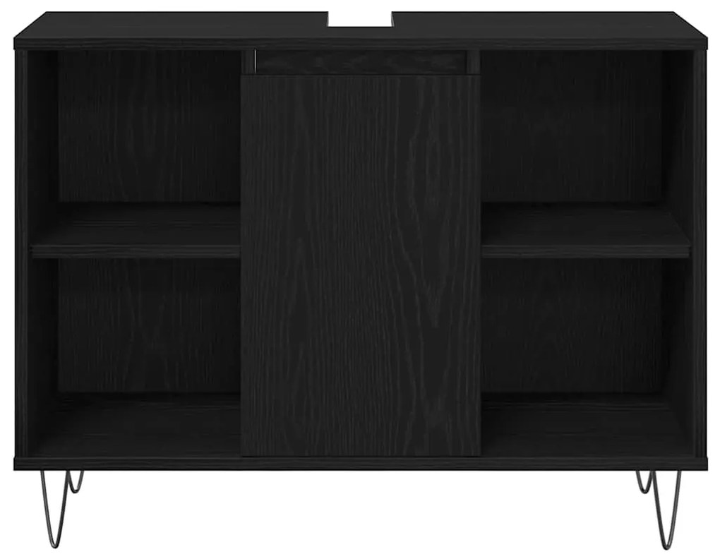 vidaXL Σετ Επίπλων Μπάνιου με πόρτα 3 pcs Μαύρη Οξυά 30 x 30 x 180 cm