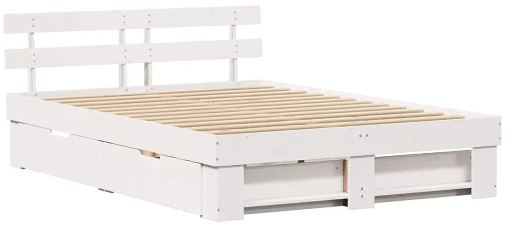 vidaXL Σκελετός Κρεβατιού Λευκό 150 x 200 cm Μασίφ ξύλο πεύκου