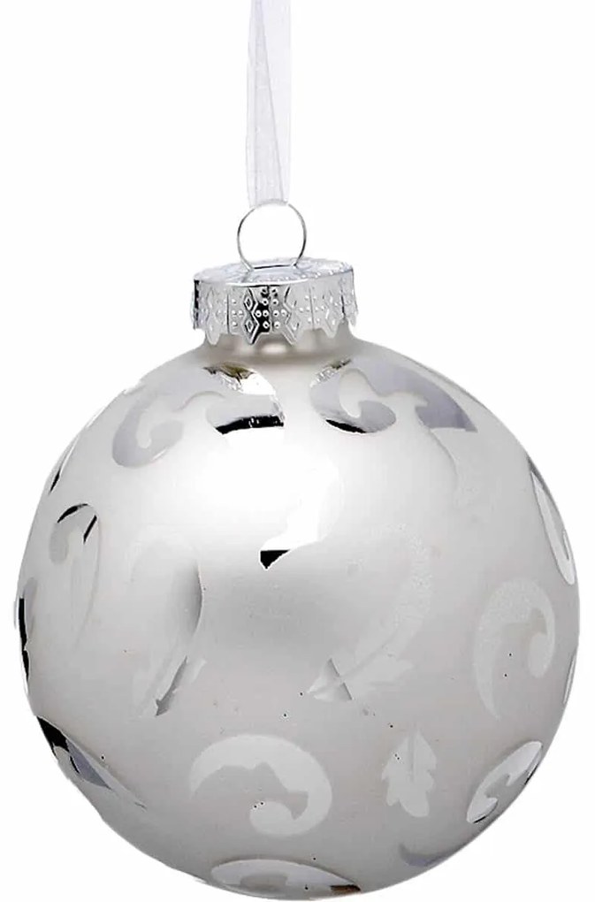 JΚ Home Décor - Μπάλα Γυάλινη Ασημί 9cm S/3