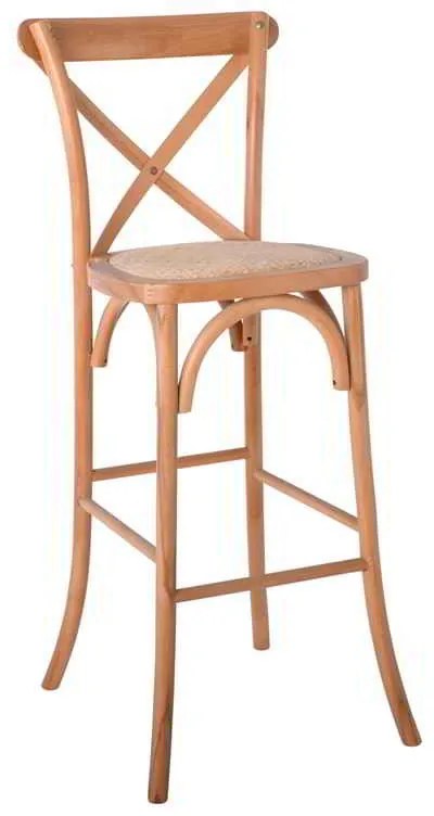 Σκαμπώ Bar DESTINY Φυσικό/Κάθισμα Rattan 45x48x110cm