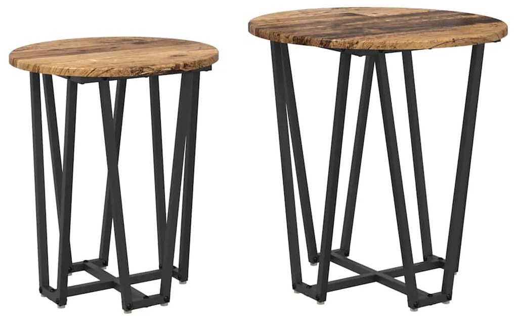 vidaXL Σετ βοηθητικά τραπεζάκια 2 pcs Παλιό ξύλο και Μαύρο