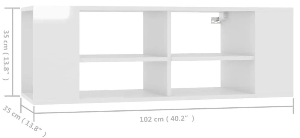 Έπιπλο Τηλεόρασης Κρεμαστό Γυαλ. Λευκό 102x35x35 εκ Μοριοσανίδα - Λευκό