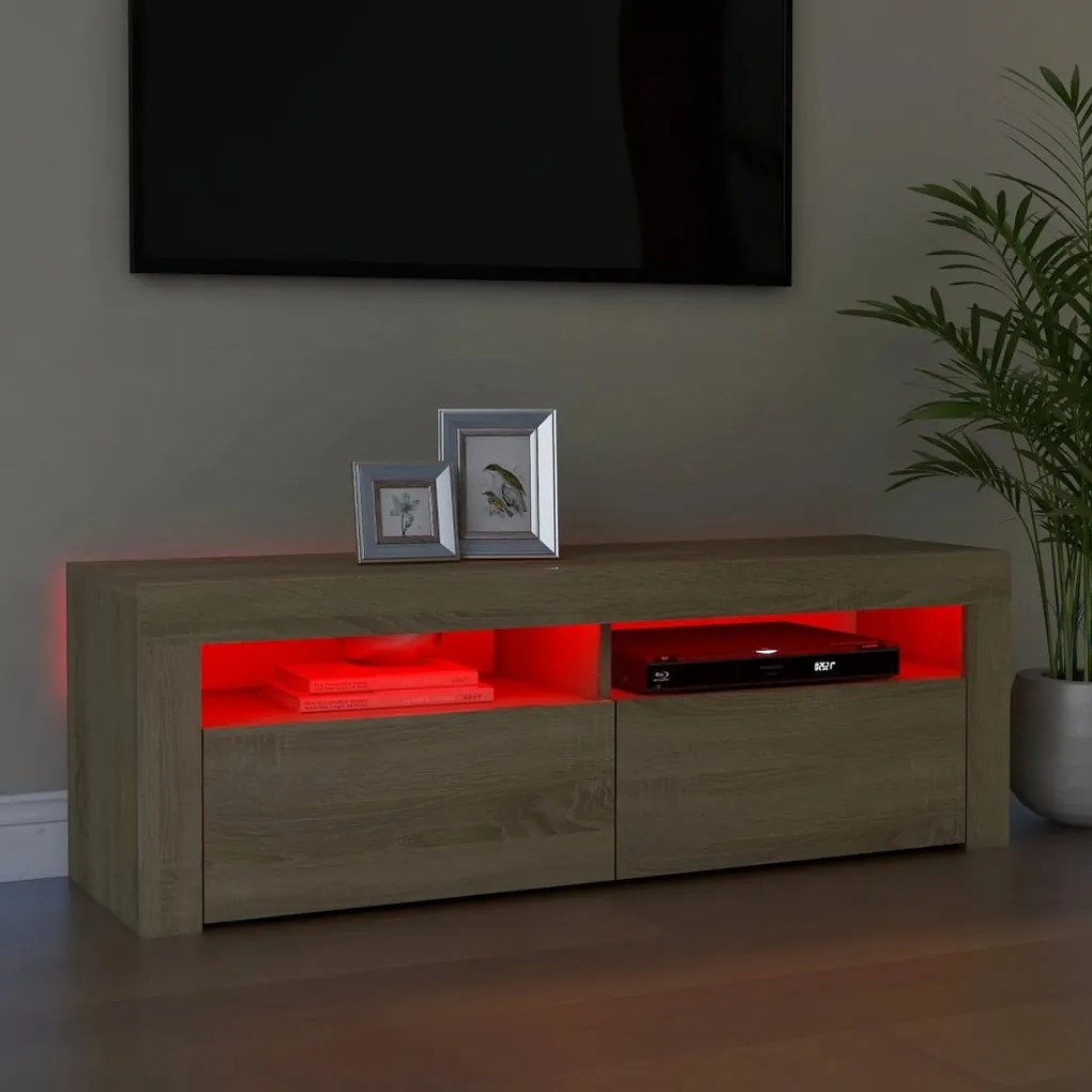 Έπιπλο Τηλεόρασης με LED Sonoma Δρυς 120x35x40 εκ. 804313