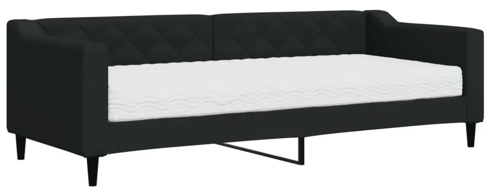 vidaXL Καναπές Κρεβάτι με Στρώμα Μαύρο 80 x 200 εκ. Υφασμάτινο