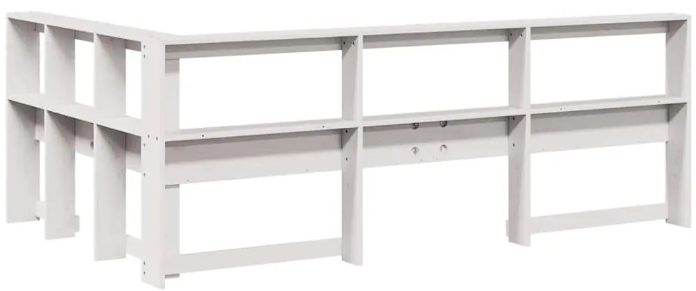 vidaXL βιβλιοθήκη κεφαλάρι σε σχήμα L Λευκό 120 εκ. Ξύλο Πεύκου