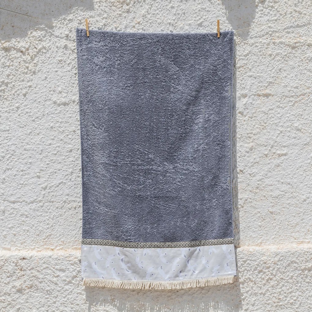 Πετσέτα Θαλάσσης (80x160) White Fabric Seagull Grey