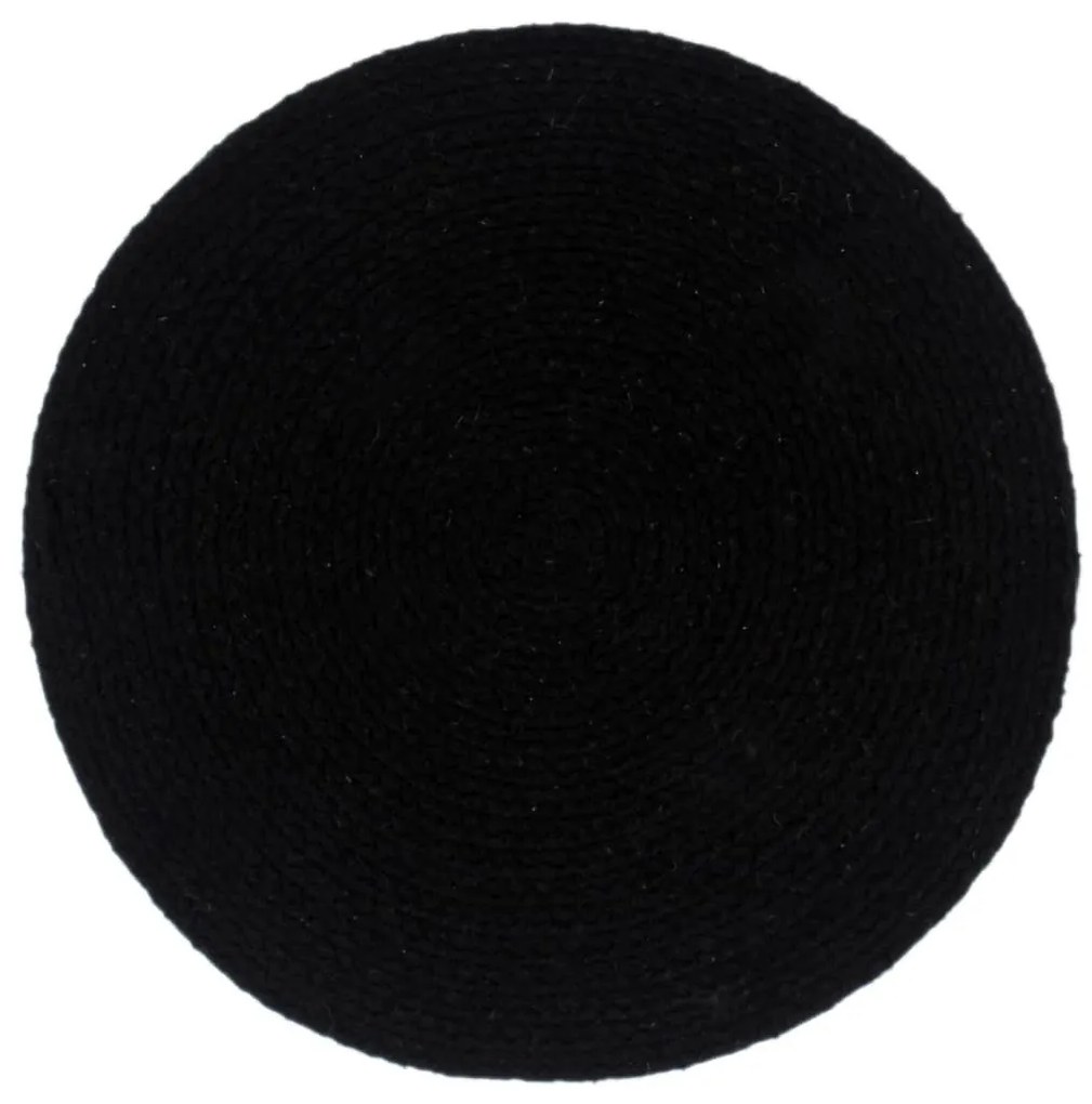 vidaXL Σουπλά Στρογγυλά Απλά 4 τεμ. Μαύρα 38 εκ. Βαμβακερά