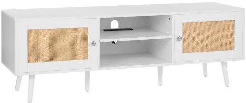 VEVOR Rattan TV Stand for 65&quot; TV Boho TV Stand with Build-in Socket White