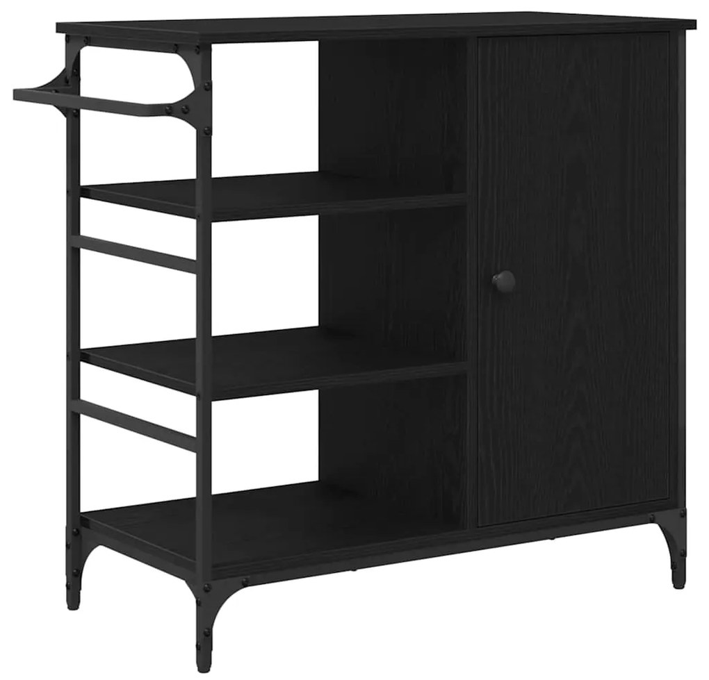 vidaXL Καρότσι Κουζίνας Μαύρη δρυς 87.5 x 38.5 x 84.5 εκ