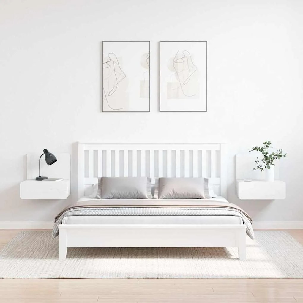 vidaXL Κομοδίνο 2 pcs Λευκό 44 x 32.5 x 40 εκ. Μασίφ ξύλο πεύκου