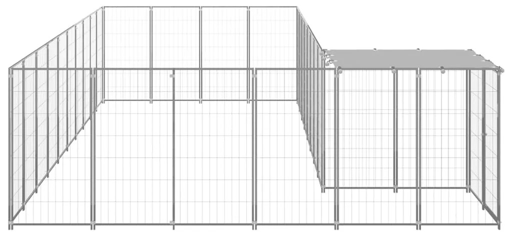 vidaXL Σπιτάκι Σκύλου Ασημί 13,31 μ² Ατσάλινο
