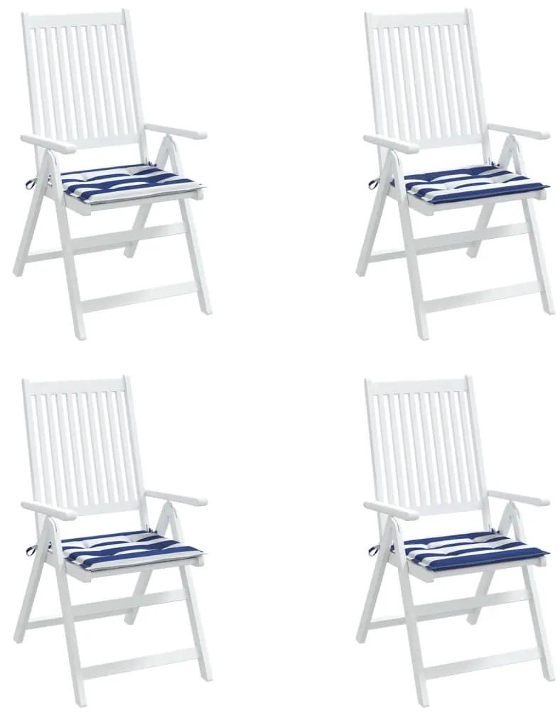 vidaXL Μαξιλάρια Καρέκλας 4 τεμ. Μπλε/Λευκό Ριγέ 50x50x3 εκ Υφασμάτινα