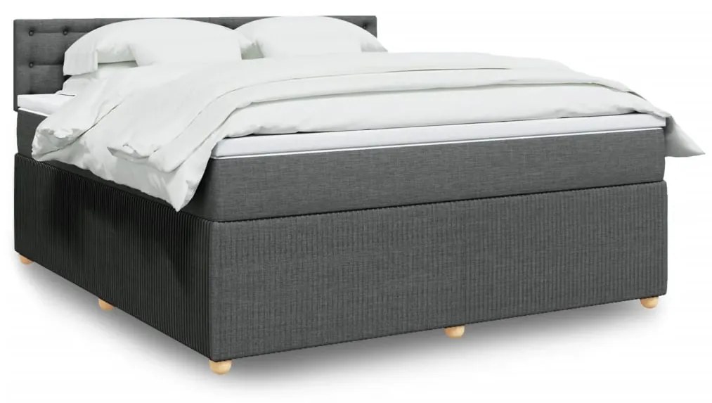 Κρεβάτι Boxspring με Στρώμα Σκούρο Γκρι 180x200 εκ Υφασμάτιν