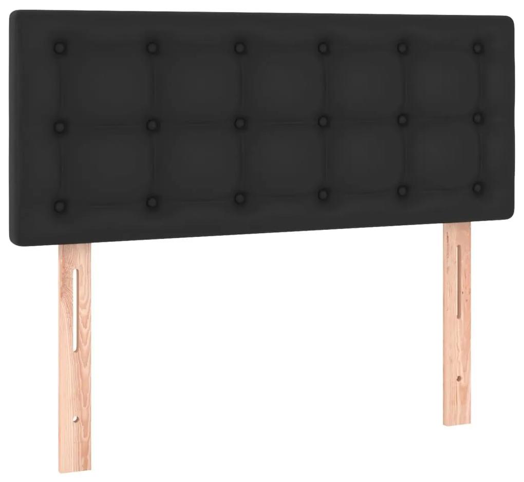 Κρεβάτι Boxspring με Στρώμα &amp; LED Μαύρο 90x190 εκ. Συνθ. Δέρμα - Μαύρο