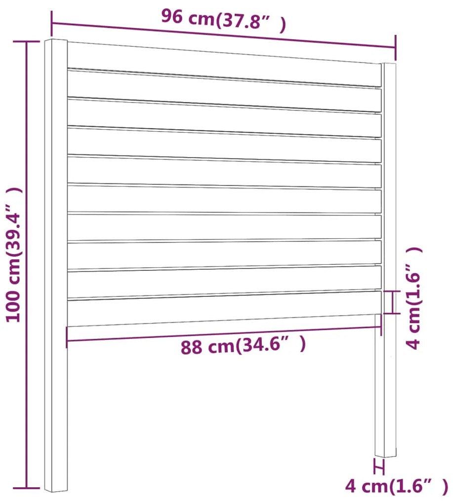 vidaXL Κεφαλάρι Κρεβατιού Λευκό 96 x 4 x 100 εκ. από Μασίφ Ξύλο Πεύκου