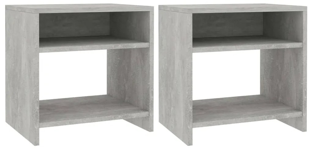 vidaXL Κομοδίνα 2 τεμ. Γκρι Σκυροδέματος 40x30x40 εκ. από Επεξ. Ξύλο