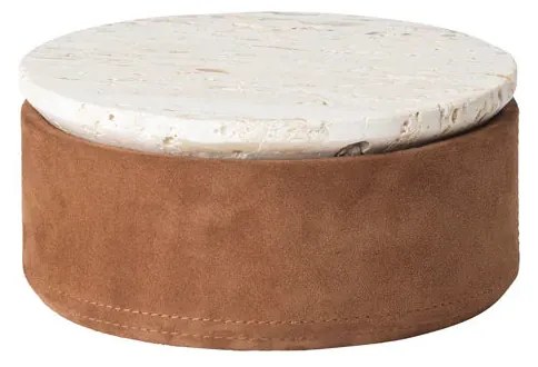 Κουτί Αποθήκευσης Suede Box S - Τραβερτίνη Σουέντ Μπεζ Ταμπά Ø16 x H7,5 cm KRISTINA DAM studio