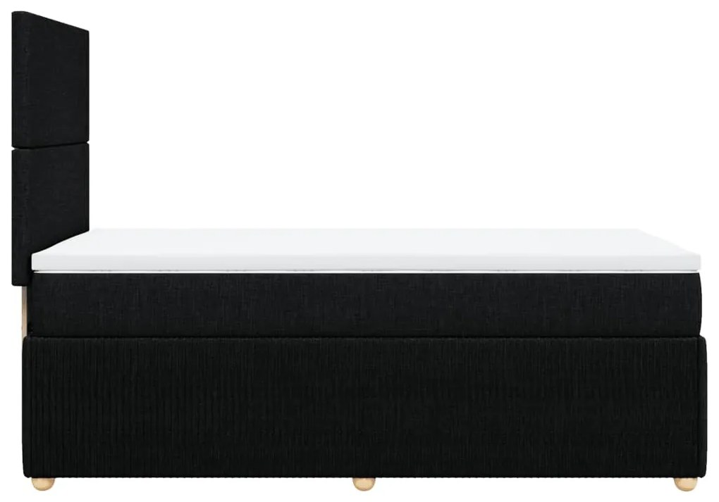 vidaXL Κρεβάτι Boxspring με Στρώμα Μαύρο 100 x 200 εκ. Υφασμάτινο