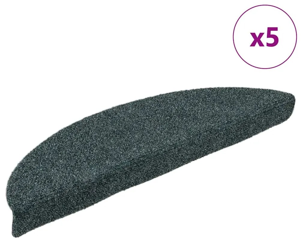 vidaXL Πατάκια Σκάλας Αυτοκόλ. 5 τεμ. Πράσινο 56x17x3 εκ Βελονιασμένα